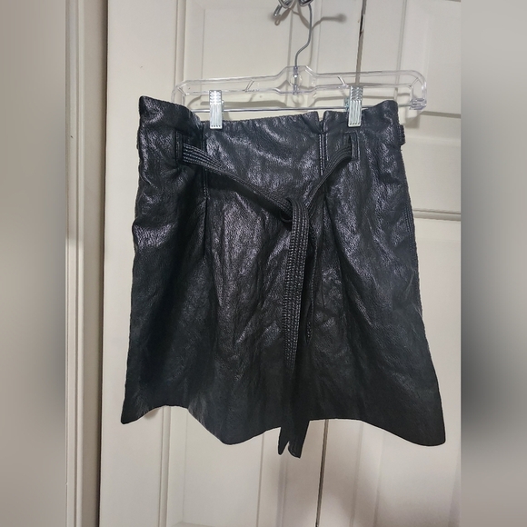 Free People Payton Faux Black Leather Mini Skirt Size 4 - Picture 1 of 9